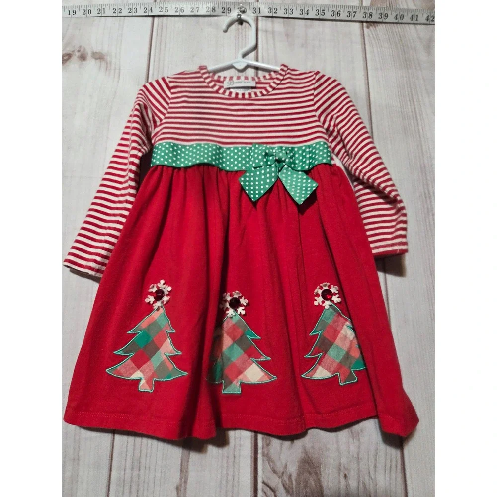 bonnie christmas dress Bonnie‎ Jean Girls Red White Striped Tree 3T Long Sleeve Santa dress